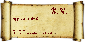 Nyika Máté névjegykártya